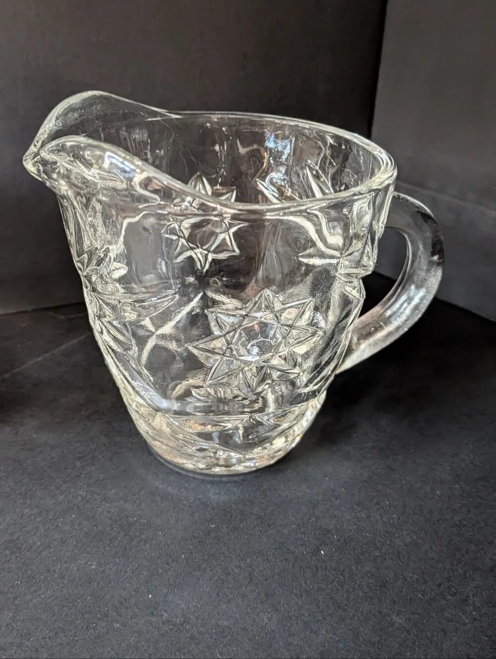 VTG MCM Anchor Hocking Cream And Sugar Pressed Glass Set Prescut Star Of David